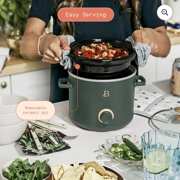 NEW IN BOX Drew Barrymore Beautiful 2 Quart Crockpot Limited Edition Thyme Green - Picture 4 of 7